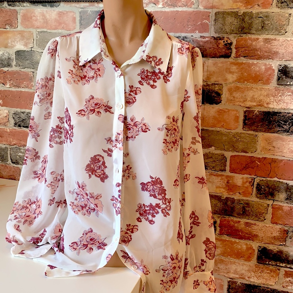 Sheer, floral blouse